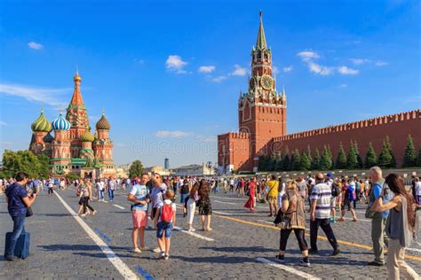 Moscow Russia June 28 2018 Tourists Walking On Red Square On A
