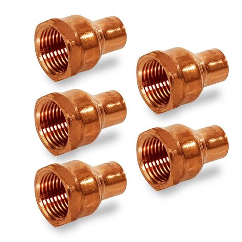 The Plumber S Choice 1 2 In Sweat X 1 4 In Fip Copper Reducing Female Adapter Fitting 5 Pack