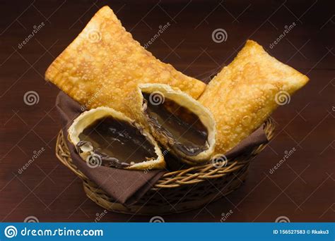 Tradional Brazilian Fried Pastry Called Pastel Stuffed With Chocolate