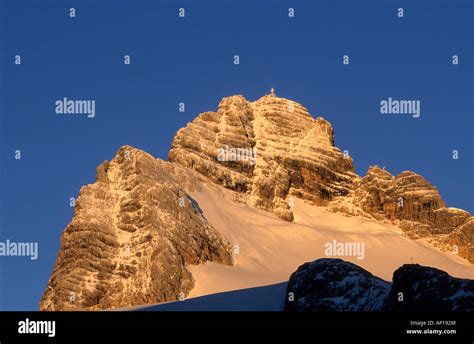 Hoher Dachstein In Morning Light Towering Above Hallstaetter Gletscher