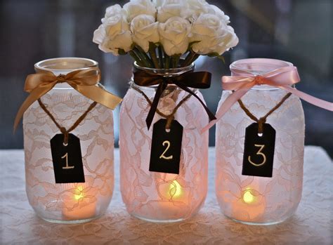 Things Brides Love Mason Jar Wedding Reception Decor Centerpieces Lace