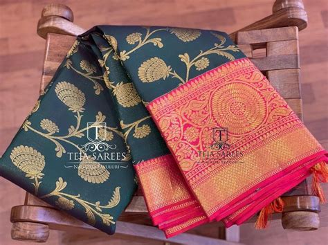 Teja Sarees®️ On Instagram “royal Affair 115 Available Exclusive Self Weaved Dark Green Saree