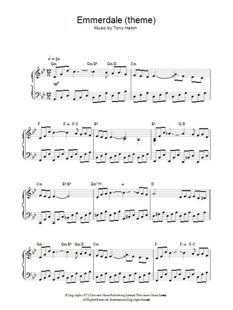 I wasted so much time troubleshooting rather than practicing. Emmerdale (theme) Sheet Music | Tony Hatch | Piano Solo