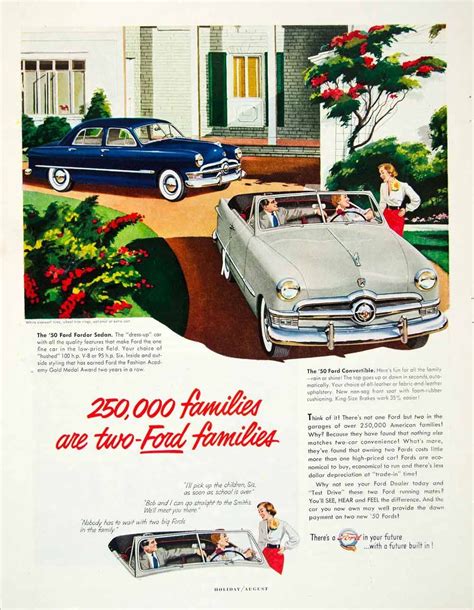1950 Ad Ford Fordor Sedan Convertible Big Driveway Women Drive Hdl2