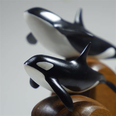 Wooden Orca Lover T Carved Wood Orca Sculpture Miniature Etsy