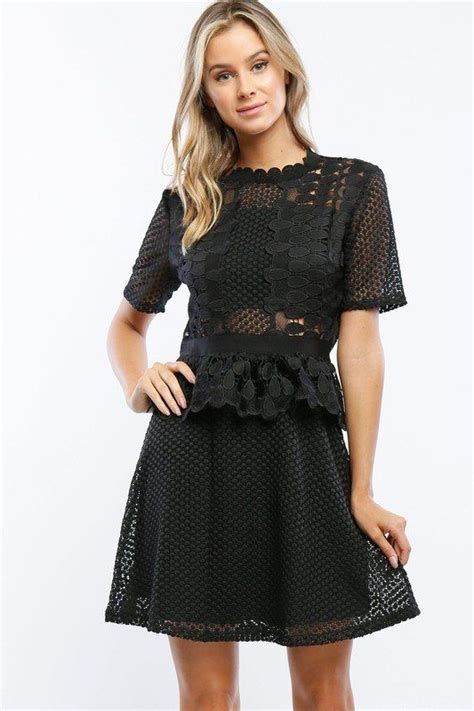 Black All Over Crochet Fit And Flare Dress Lacy Dress Crochet Dress