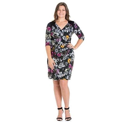 24seven Comfort Apparel Plus Size Clothing For Women Floral 34 Sleeve 20190424184338 00111 B