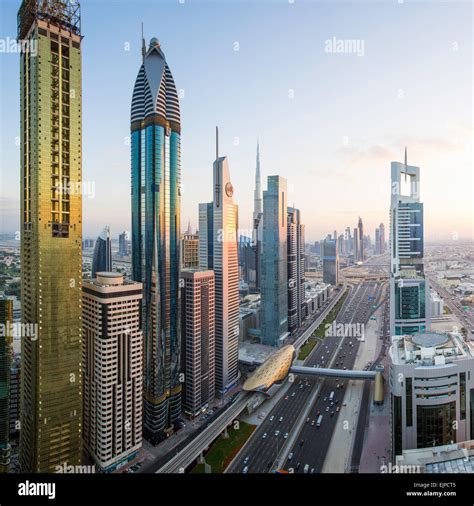 United Arab Emirates Dubai Sheikh Zayed Rd Traffic And New High Rise