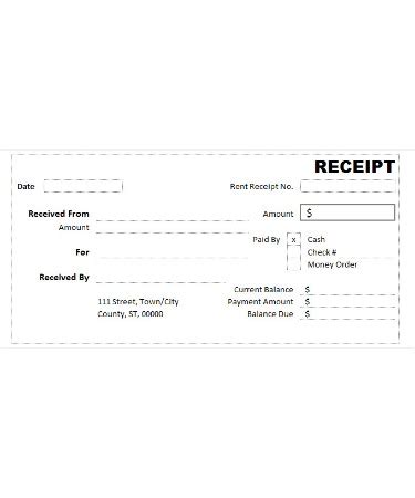 cash receipt template    printable