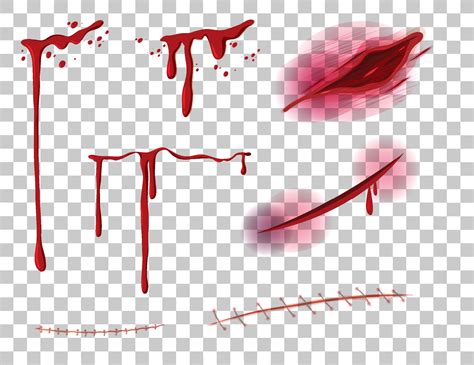 Red Dripping Blood With Many Different Wounds On Transparent Background Vector Art At