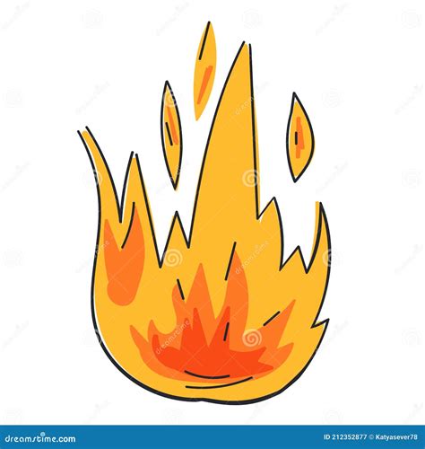 Cartoon Or Doodle Style Fire Hand Drawn Vector Isolated Illustration