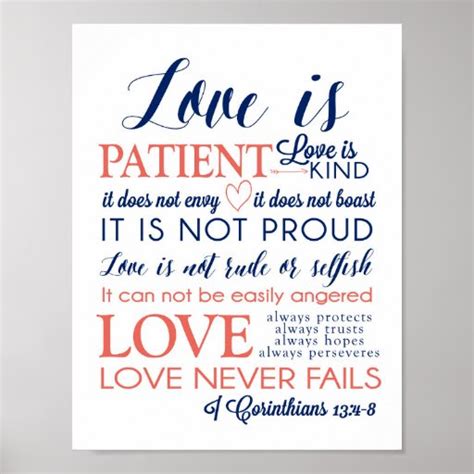 Love Is Patient Love Is Kind Poster Zazzle