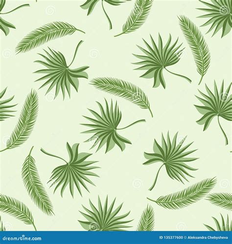 Seamless Pattern With Two Kinds Of Palm Branches Stock Illustration