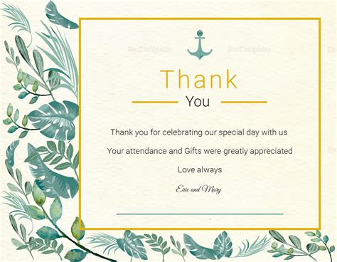Nautical Thank You Card Template In Psd Word Publisher Illustrator