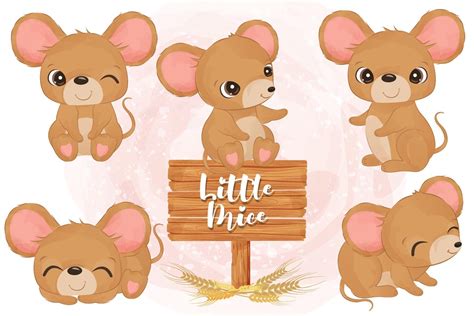 Cute Little Mice Collection In Watercolor 2748286 Vector Art At Vecteezy