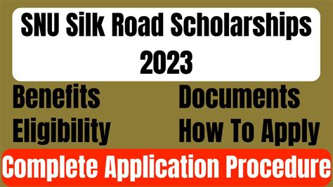 Snu Silk Road Scholarship 2023 In South Korea Full Tuition