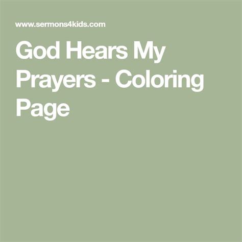 God Hears My Prayers Coloring Page My Prayer Prayers God