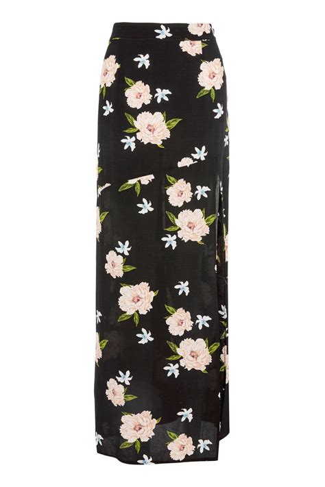 Black Split Floral Print Maxi Skirt Skirts Clothing Topshop