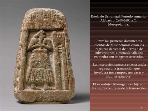 Estela De Ushumgal Período Sumerio Alabastro 2900 2600 Ac