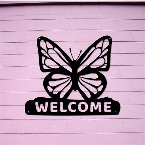 Metal Cutout Butterfly Welcome Decorative Wall Etsy