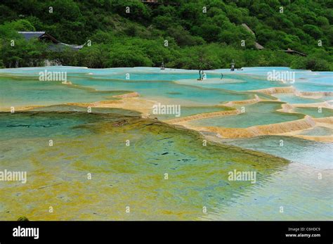 Travertine Terrace Pools At Huanglong Nature Reserve An Unesco World