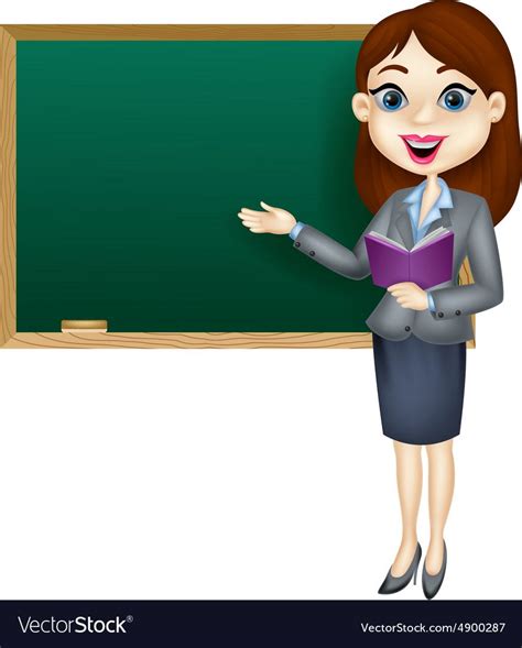 cartoon female teacher standing next to a blackboa vector image on vectorstock artofit