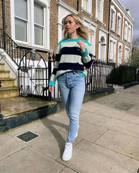 Acne Studios Block Stripe Sweater In Multi Turquoise Worn By Tanya Burr