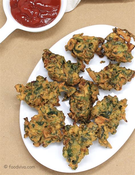 Palak Pakoda Recipe Spinach Fritters Recipe With Step By Step Photos