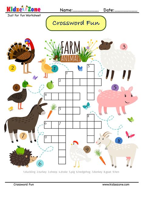 Identify The Animals Crossword Puzzle 8 Kidzezone