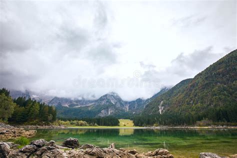 Autumn Scenery At Lake Fusine Mountain Lake Stock Photo Image Of