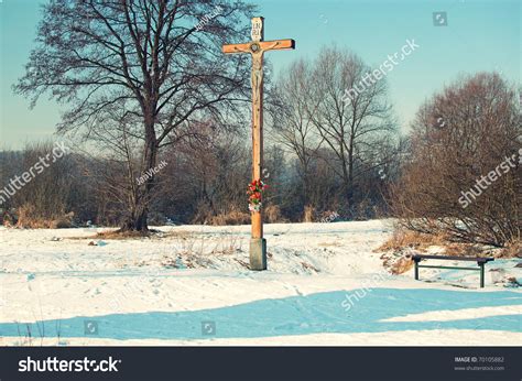 Jesus Cross In Winter Meadow Stock Photo 70105882 Shutterstock