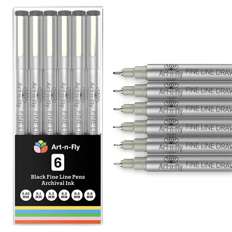 Buy Black Fine Point Pens Set Of 6 Drawing Fineliner Pens With