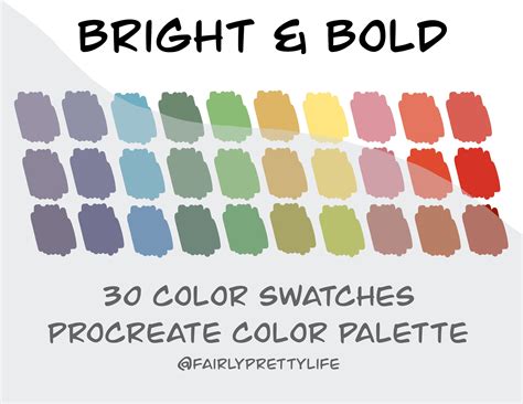 Bright And Bold Color Palette Procreate Palette Color Swatch Etsy
