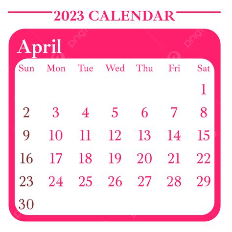 Simple Style Pink April 2023 Calendar April 2023 Calendar 2023