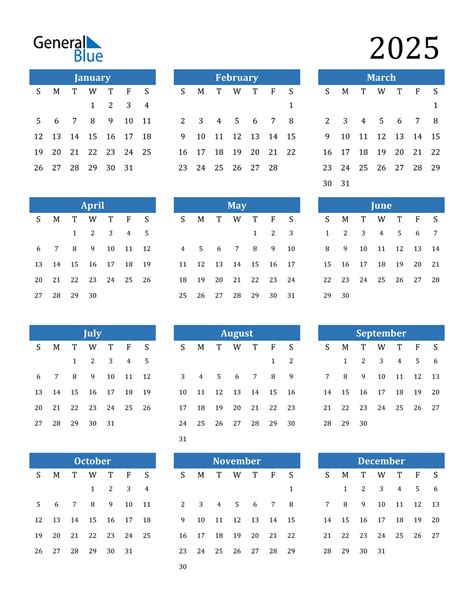 2025 Year Calendar Yearly Printable Gambaran