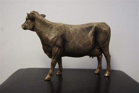 Bronze Effect Large Standing Cow Statue By Leonardo