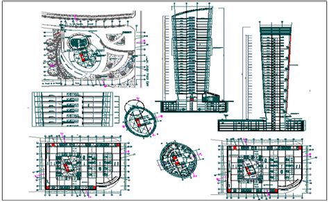 High Rise Building Floor Planelevation And Section View Dwg File Cadbull