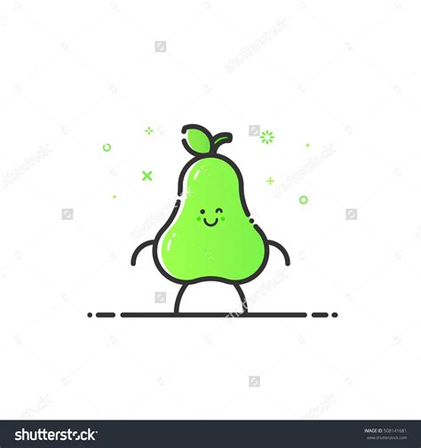 Vector Illustration Of Funny Pear Character Cartoon Isolated In Line