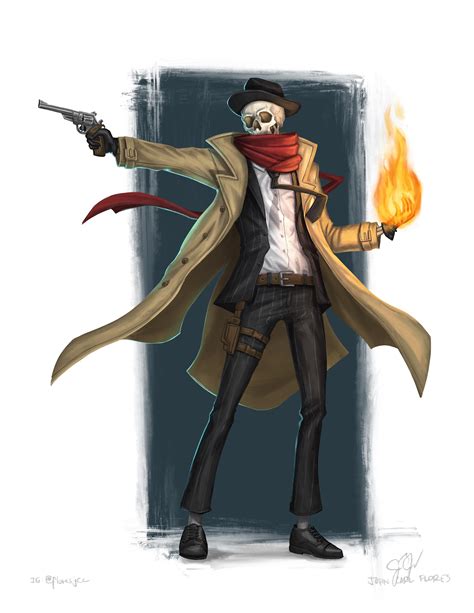 Oc Art An Art Commission I Did Of A Skeleton Detective Rdnd