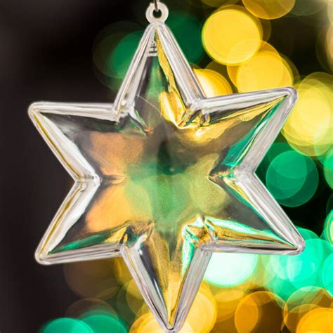 X10 Clear Plastic Star Shaped Christmas Decorations 100mm Ornament
