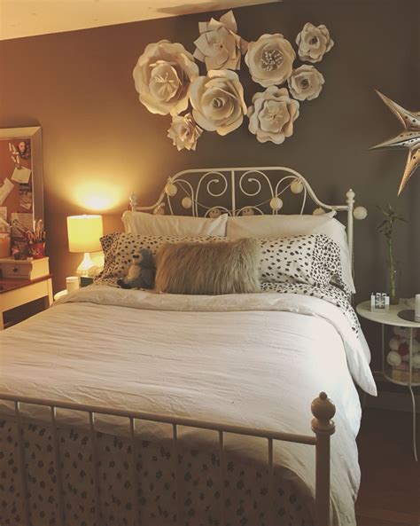 Metal Bed And Paper Flowers Bedroom Wall Decor Above Bed Wall Decor Bedroom Wall Decor