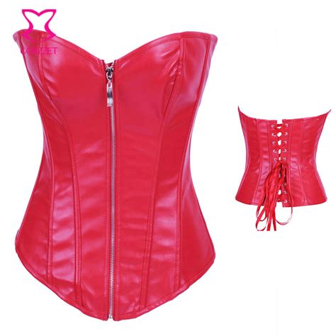 2803 sexy red leather zipper corset steampunk corsets and bustiers guangzhou lingerie
