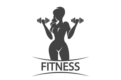 Fitness Emblem Or Logo With Silhouette Of Training Woman