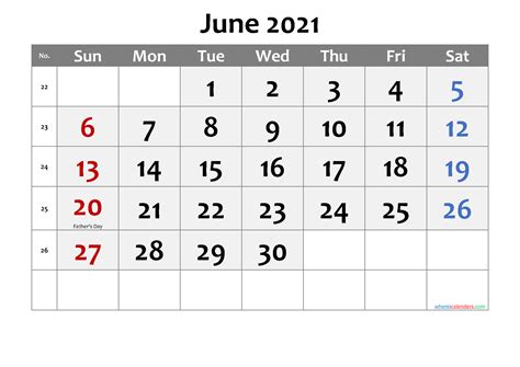 Printable June 2021 Calendar With Holidays