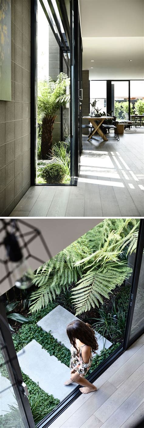 Two Photos Of The Inside And Outside Of A House With Plants Growing On