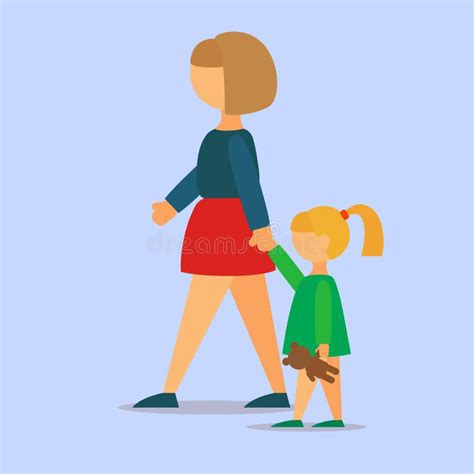 Mother Walking Her Daughter Stock Vector Illustration Of Dress