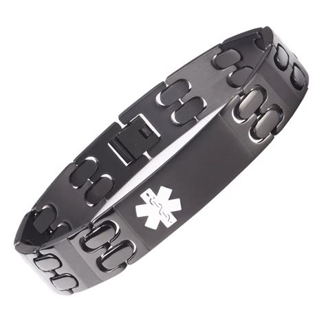 Solid titanium Medical alert id Bracelets for Men with Free Engraving