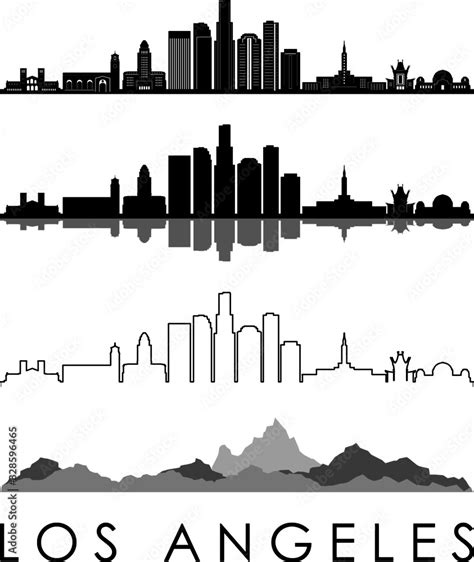 Los Angeles Skyline Silhouette Cityscape Vector Stock Vector Adobe Stock