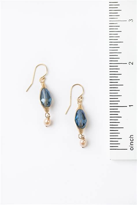 Starry Night Freshwater Pearl With Crystal Herringbone Earrings In