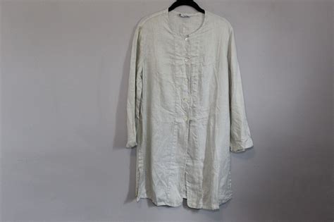 Giorgio Armani Linen Flax Button Up Tunic Top Lagonlook Overpiece Size 12 H11382 Ebay